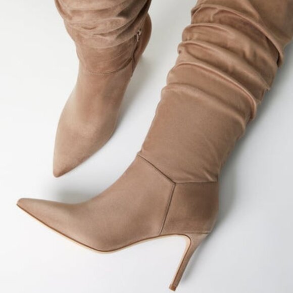 SHOEDAZZL OVER THE KNEE SLOUCHY BOOTS FAUX SUEDE STILETTO  SHOEDAZZLE OVER THE KNEE SLOUCHY BOOTS FAUX SUEDE INNER ZIP TRUE TO SIZE